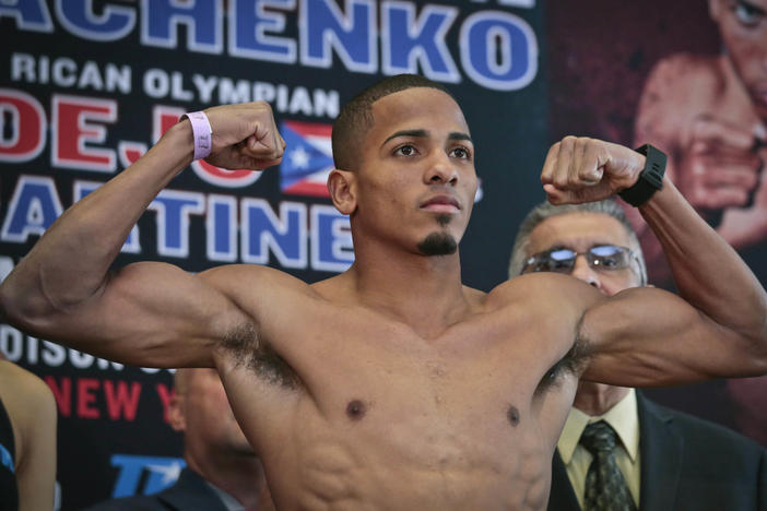 Puerto Rican boxer Felix Verdejo, seen posing before a fight in 2016, allegedly punched his 27-year-old lover in the face, drugged her, then restrained her arms and legs before shooting her and dumping her into a river.