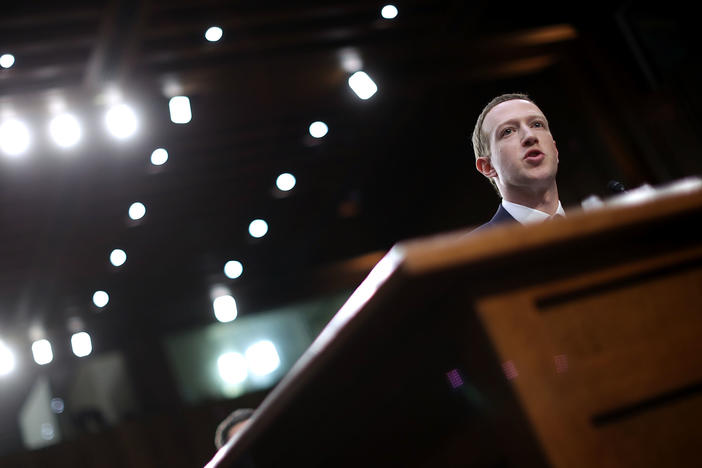 Facebook CEO Mark Zuckerberg testifies before a Senate panel in April 2018. On Wednesday, Facebook's independent Oversight Board is set to decide whether the company should keep its indefinite ban on former President Donald Trump.