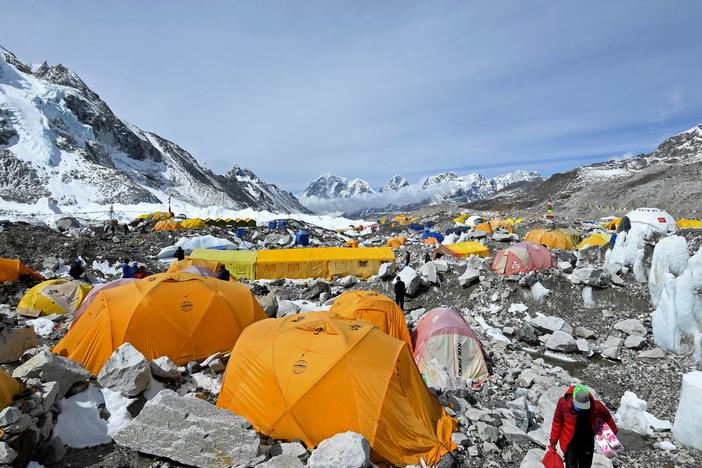 Tents of mountaineers are pictured Monday at the Everest Base Camp in Nepal.
