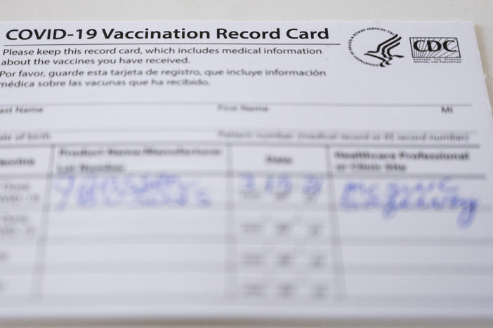 A real COVID-19 vaccination record card issued by the Centers for Disease Control.