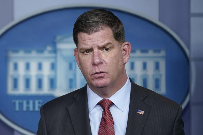 Millions of women have left the workforce during the pandemic as schools stopped in-person learning. In an NPR interview, Labor Secretary Marty Walsh says the recovery hinges on women returning to work.