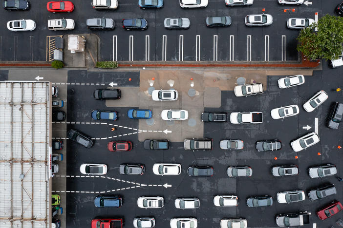 Drivers wait to refuel vehicles Wednesday at a Costco Wholesale Corp. gas station in Dunwoody, Ga. Officials are urging people not to panic-buy as motorists in Southeastern states put a run on gas stations.