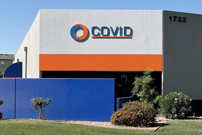 Covid Inc. in Tempe, Ariz., has been selling audiovisual equipment for decades. CEO Norm Carson says people sometimes come in to the building looking for a COVID-19 test.