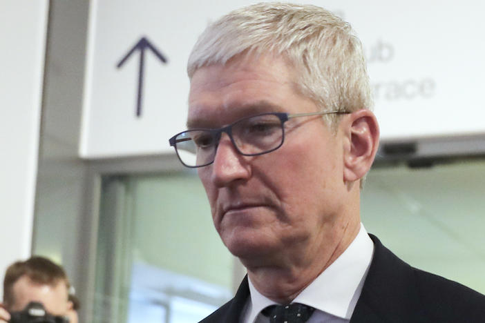 Apple CEO Tim Cook is photographed at the 2020 World Economic Forum in Davos, Switzerland. Cook will take the witness stand Friday to defend the Apple App Store against charges that it has grown into an illegal monopoly, one far more profitable than his predecessor Steve Jobs ever envisioned.