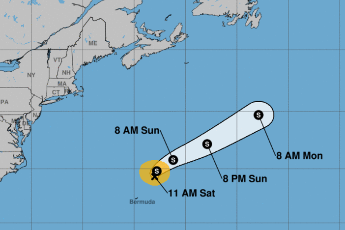 Subtropical Storm Ana is moving west and is predicted to change toward the north, then move northeast.
