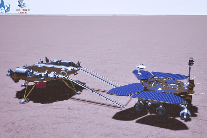 China's Zhurong rover is depicted on the surface of Mars in this artist's rendering made available by the China National Space Administration on Saturday.