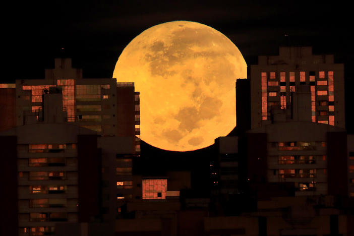 A lunar eclipse is observed Wednesday in Brasilia, Brazil.