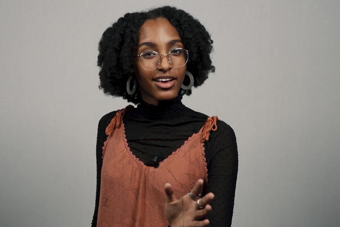 Rahele Megosha of South Dakota, the 2021 Poetry Out Loud national champion.