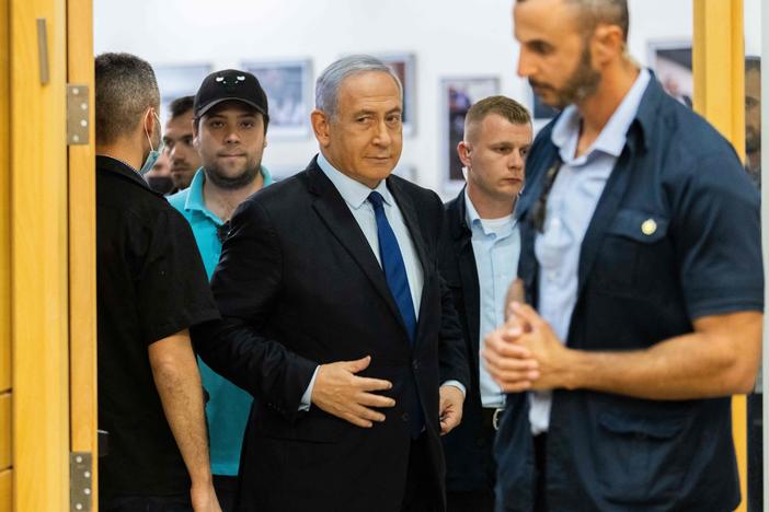 Israeli Prime Minister Benjamin Netanyahu arrives at the Knesset, the Israeli Parliament, to deliver a political statement in Jerusalem, on Sunday.