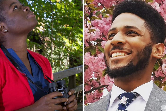 <strong>Left:</strong> Nicole Jackson is co-organizer of Black Birders Week, and founder of Black in National Parks Week. <strong>Right:</strong> Tykee James is founder of Freedom Birders and the government affairs coordinator at the National Audubon Society.