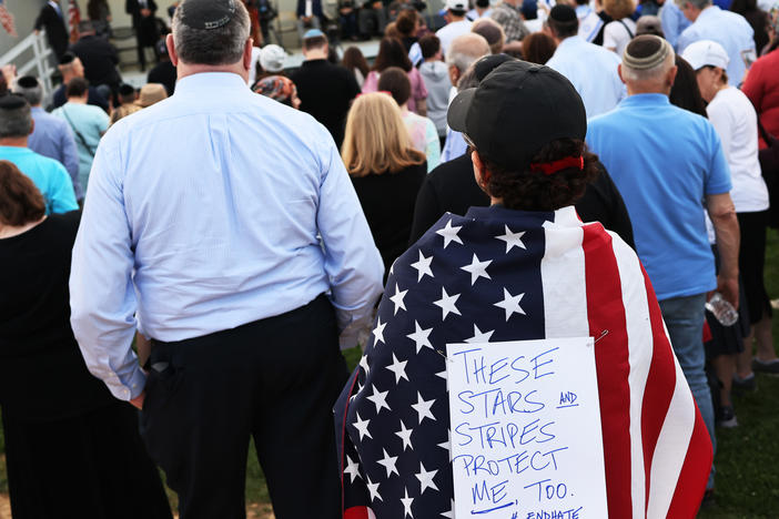 People attend a rally denouncing antisemitic violence on May 27 in Cedarhurst, New York. Following a surge in antisemitic hate crimes triggered by last month's Israel-Gaza conflict, some Jews are wondering why the condemnation hasn't been stronger.