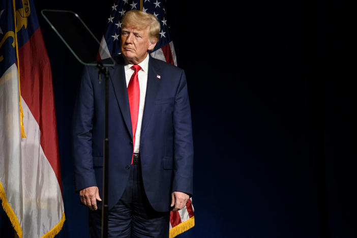 Former President Trump's curiously wrinkled trousers appears to have overshadowed his speech Saturday at a Republican Party state convention in North Carolina.