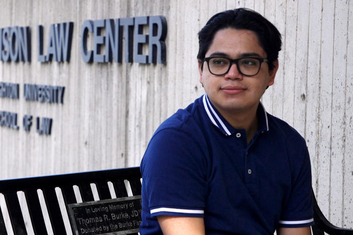 César Magaña Linares in front of the Creighton University School of Law.