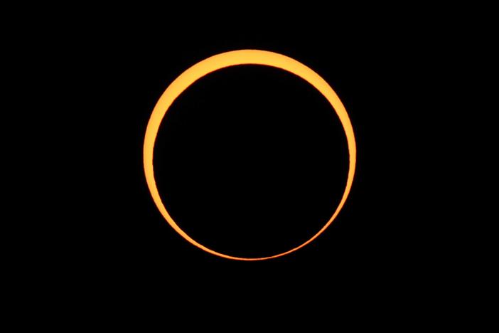 The moon appears to cover the sun during an annular eclipse of the sun in May 2012, as seen from Chaco Culture National Historical Park in Nageezi, N.M.