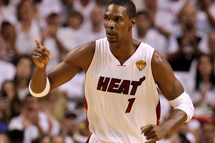 Chris Bosh of the Miami Heat plays in the 2011 NBA Finals in Miami.