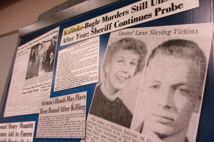 Clippings from the <em>Great Falls Tribune</em> were part of the Cascade County Sheriff's Office investigative file into the 1956 murders of Patricia Kalitzke and Lloyd Duane Bogle.