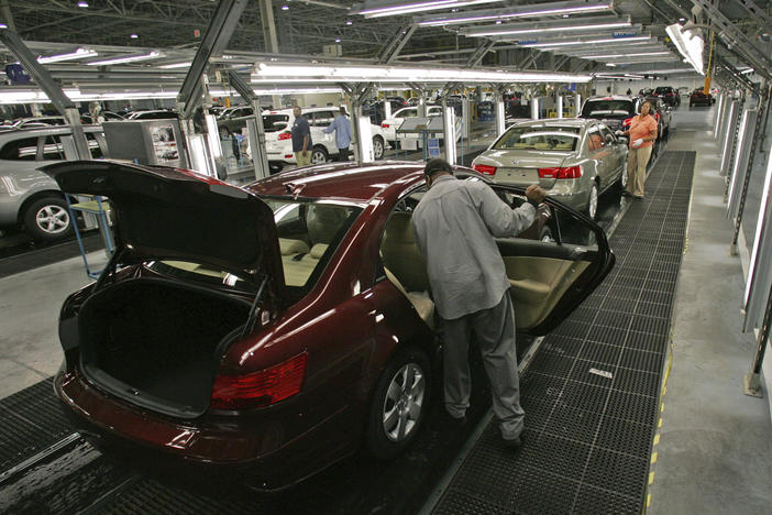 Hyundai Motor Company employees put the finishing touches on vehicles in Montgomery, Ala.
