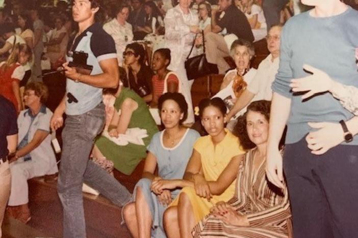 Colette Baptiste-Mombo and her family at Jackson Memorial High School in 1974