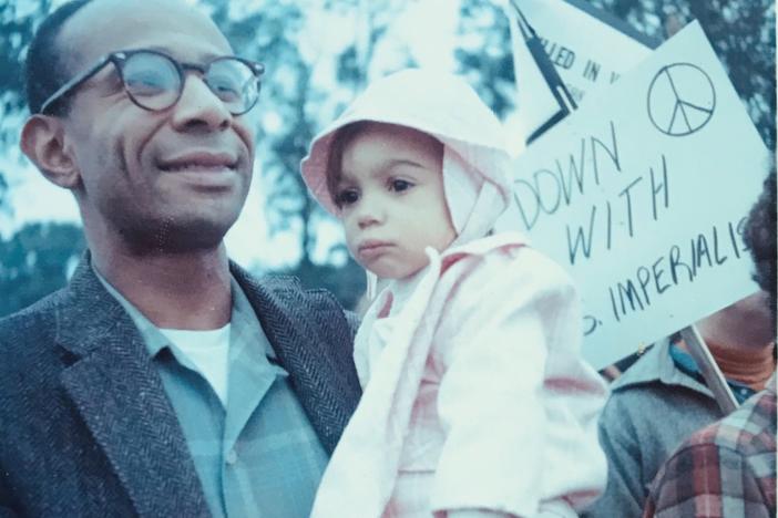 Lara Downes, with her father in San Francisco, ca. 1975.