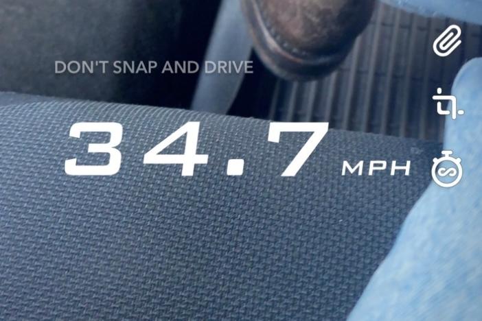 An iPhone screengrab of Snapchat's speed filter, which allows users to record and share how fast they are moving. Snap told NPR that it is eliminating the tool.