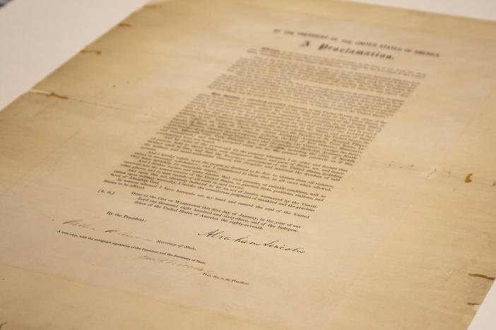 A signed copy of Emancipation Proclamation.