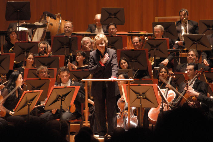 Conductor Marin Alsop, at a performance with the Baltimore Symphony Orchestra in 2006, just before she became the BSO's music director. She's leaving the organization after 14 years.