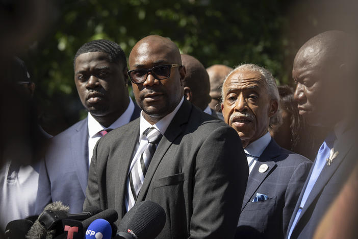 Philonise Floyd speaks at a news conference Friday in Minneapolis after the sentencing hearing of former Minneapolis police officer Derek Chauvin in the murder of George Floyd.