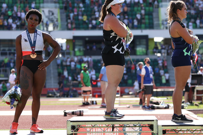 Gwen Berry turned away from the U.S. flag during the national anthem at the U.S. Olympic Track & Field Team Trials.
