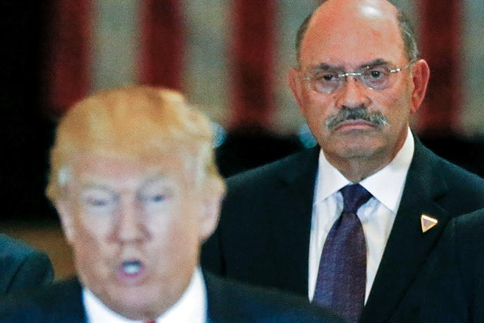 Allen Weisselberg, the Trump Organization's longtime chief financial officer, with then-U.S. Republican presidential candidate Donald Trump in 2016. Weisselberg and attorneys for the Trump Organization pleaded not guilty to charges Thursday.