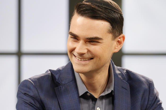 American commentator Ben Shapiro is seen on set during a taping of the <em>Candace</em> podcast in March in Nashville, Tenn.