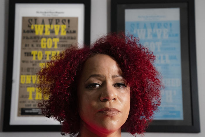 Nikole Hannah-Jones stands for a portrait at her home in Brooklyn on July 6, 2021. Hannah-Jones says she will not teach at the University of North Carolina at Chapel Hill following an extended fight over tenure.