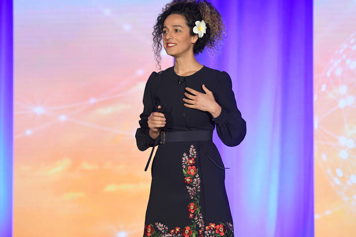 Masih Alinejad speaks onstage during a conference hosted by Women In Cable Television on Oct. 16, 2018, in New York City.