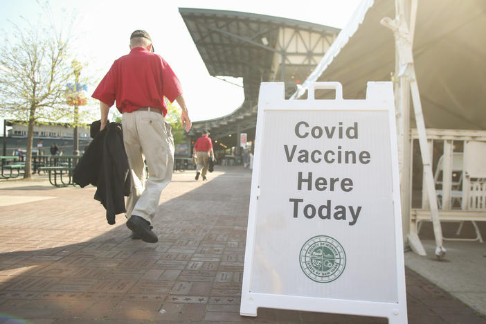 Free COVID-19 vaccines are offered in May before a baseball game between the Rochester Red Wings and the Scranton/Wilkes-Barre RailRiders in Rochester, N.Y.