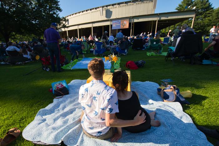 Audience members assembled on the lawn to enjoy the Boston Symphony Orchestra, newly returned to Tanglewood after last season's cancellation.