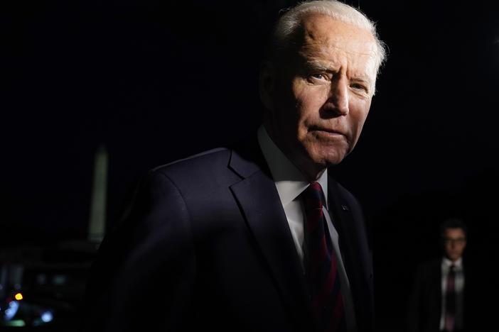 President Biden speaks to reporters on the South Lawn of the White House on July 21 after returning from a trip to Cincinnati.