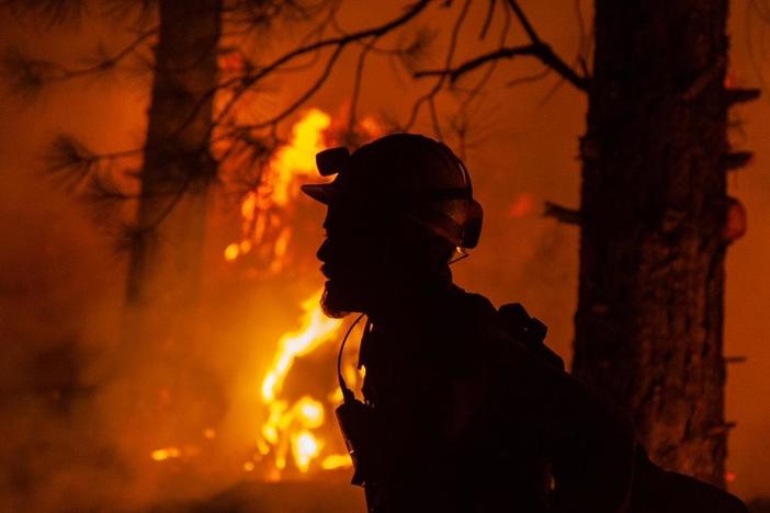 A firefighter during night operations recently on the Bootleg fire in southern Oregon.