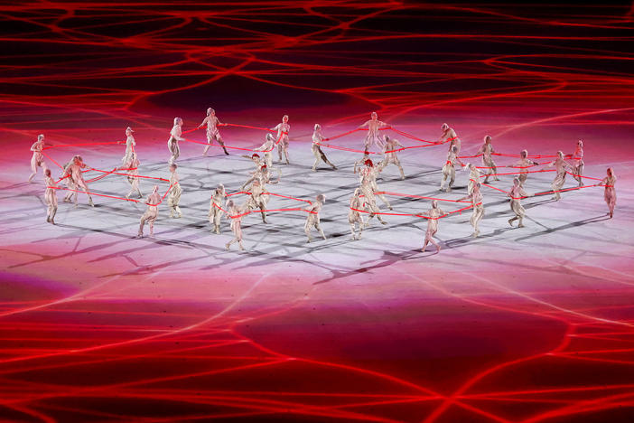 Performers are seen during the Opening Ceremony for the Tokyo 2020 Olympic Games at Olympic Stadium on July 23 in Tokyo, Japan.