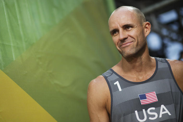 U.S. beach volleyball player Jake Gibb, shown here in 2016, is continuing to compete in the Tokyo Olympics after his partner tested positive for the coronavirus.