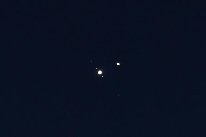 Saturn (right) with Jupiter in the night sky over Burnsville, N.C., in December during an event known as the great conjunction.