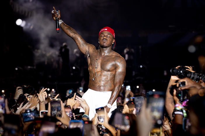 DaBaby performs at Rolling Loud at Hard Rock Stadium on July 25 in Miami Gardens, Fla. He has received swift and significant backlash for comments he made at that festival.
