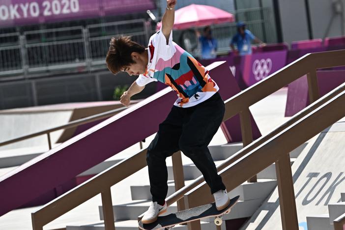 Japan's Yuto Horigome competes in the men's street final during the Tokyo 2020 Olympic Games at Ariake Sports Park Skateboarding in Tokyo on July 25.