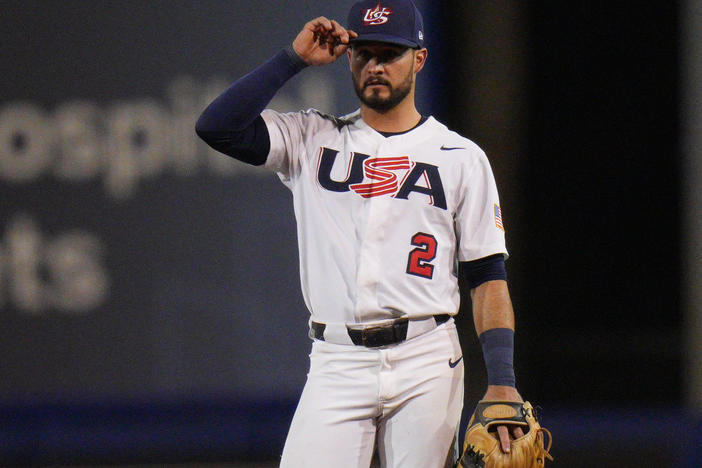 Eddy Alvarez of the United States in action against Venezuela during the World Baseball Softball Confederation's Baseball Americas Qualifier Super Round in June in Port St. Lucie, Fla.