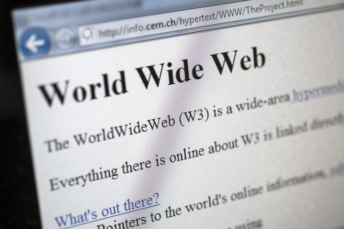 This picture taken on April 30, 2013 in Geneva shows a 1992 copy of the world's first web page.