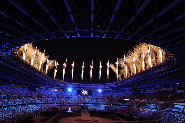 The Tokyo 2020 Olympics Closing Ceremony showcases fireworks during the closing ceremony.
