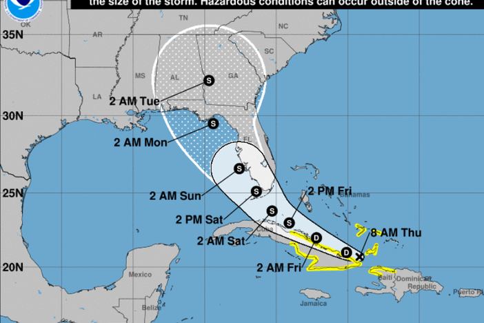 Tropical Depression Fred, currently off the coast of Cuba, is forecast to make landfall as a tropical storm in the vicinity of the Florida Keys by Saturday.