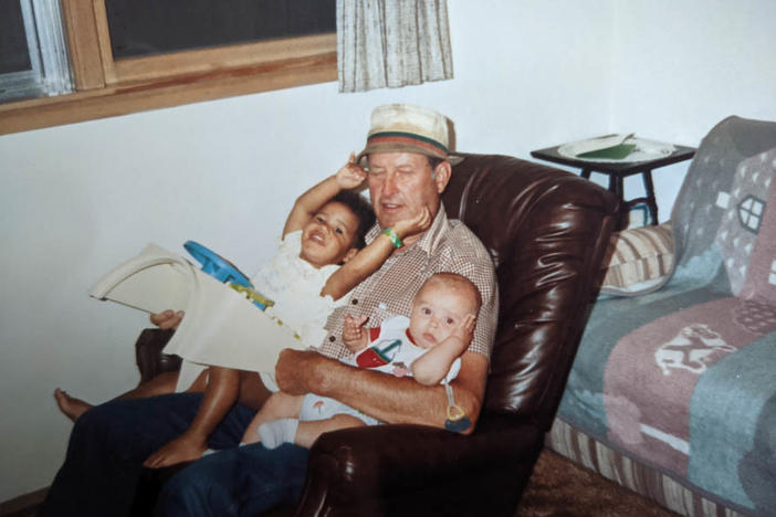 Harry Golomski with Libby Stroik (left) and one of her siblings in 1991.
