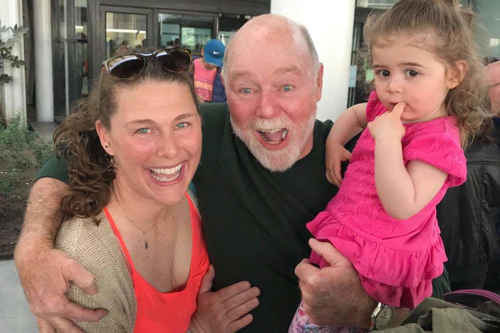 Alicia Caton, left, with her father Larry, and daughter, Mia.