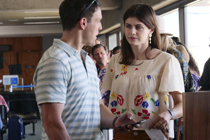 Jake Lacy and Alexandra Daddario in HBO's <em>The White Lotus</em>.