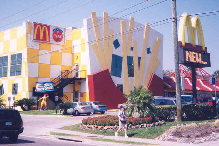 The World's Largest Entertainment McDonald's in Orlando, Fla., was once known for its bizarre exterior. The restaurant has since undergone renovations. It is a planned stop on Max Krieger's tour of strange and unusual McDonald's in Florida.