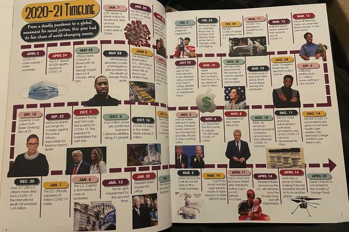 Students say they triple-checked the 2020-2021 timeline and got an OK on the spread before it was published in the Bigelow High School yearbook.